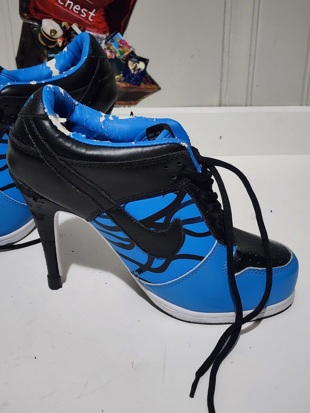 Nike SB Custom High Heel Stiletto Blue Black Rose Womens 9.5 Rare - Picture 5 of 11